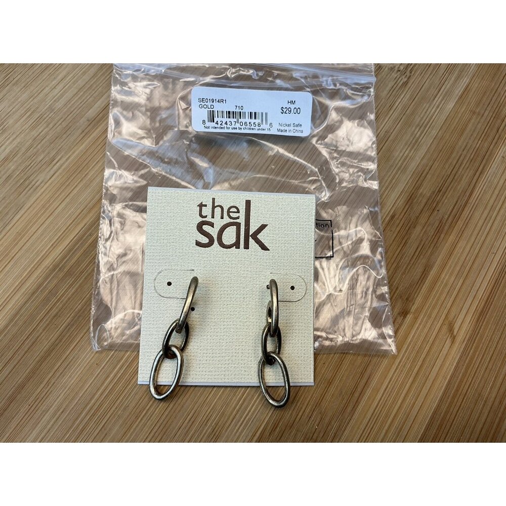 The Sak Earrings Gold Chain NWT